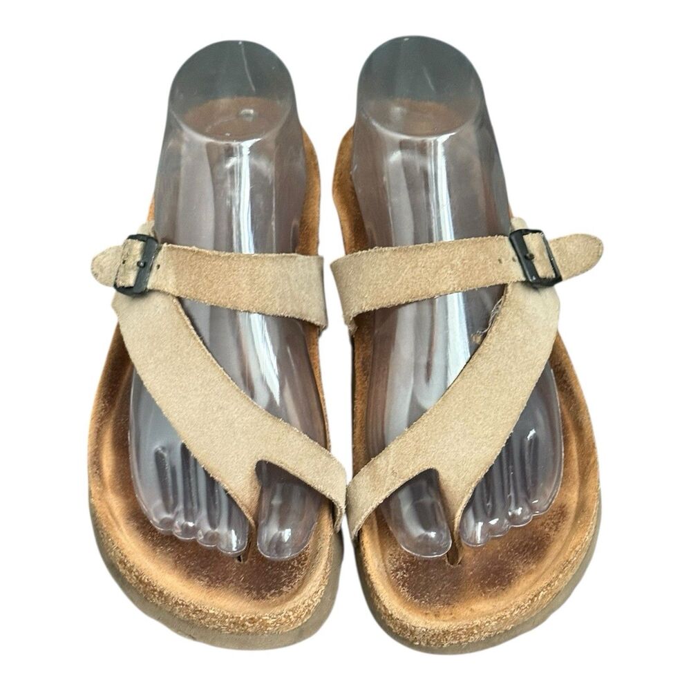 Naot Sandals Thong Tahoe Women's Beige Leather Boho Cork Bed Size 10 US /41 EU